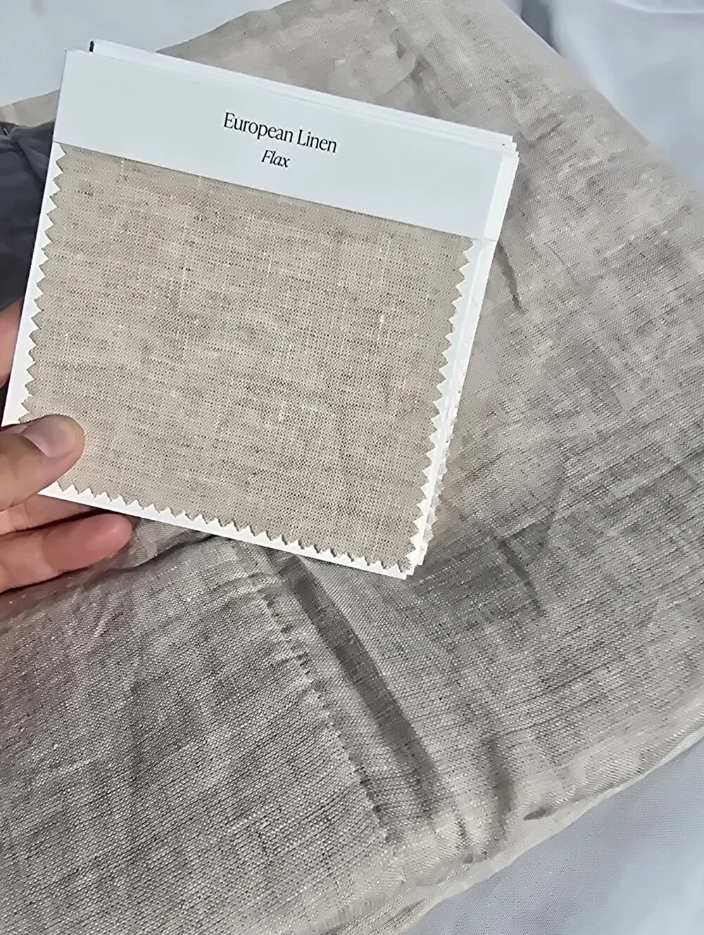 Quince European Linen True Blackout Curtain 48x84 Flax Single Panel 48